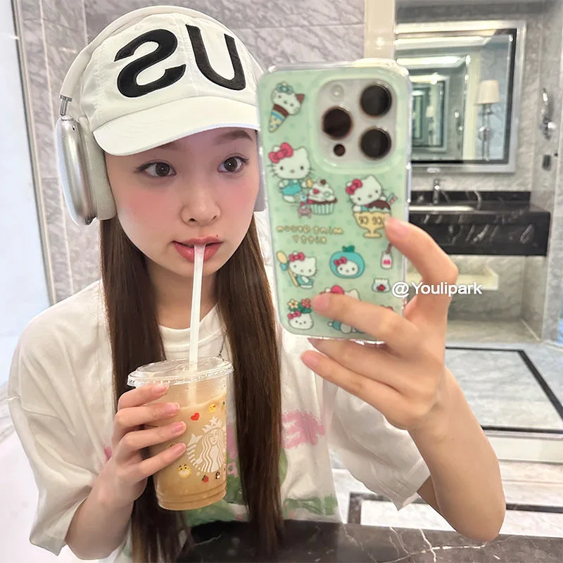 Ins Мороженое Hello Kittys прозрачное пространство для Vivo Y03 Y16 Y17 Y17S Y19 Y21 Y28 Y36 Y52S Y55S Y73S Y75 Y78