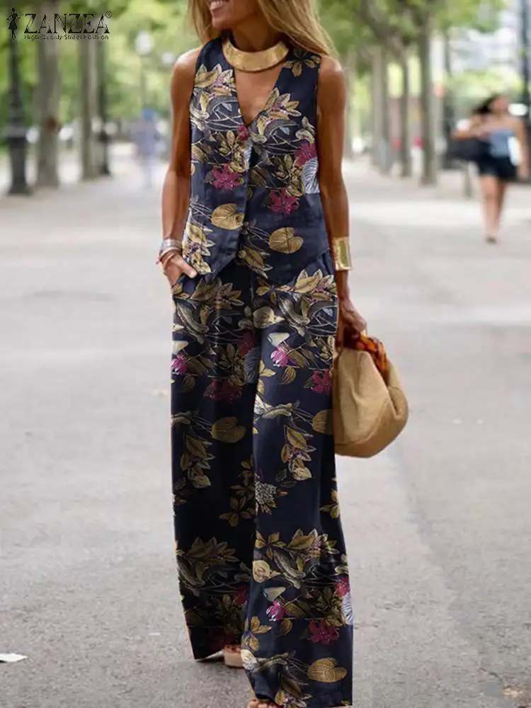 Комплект брюк ZANZEA женский из 2-х предметов элегантный повседневный жилет с