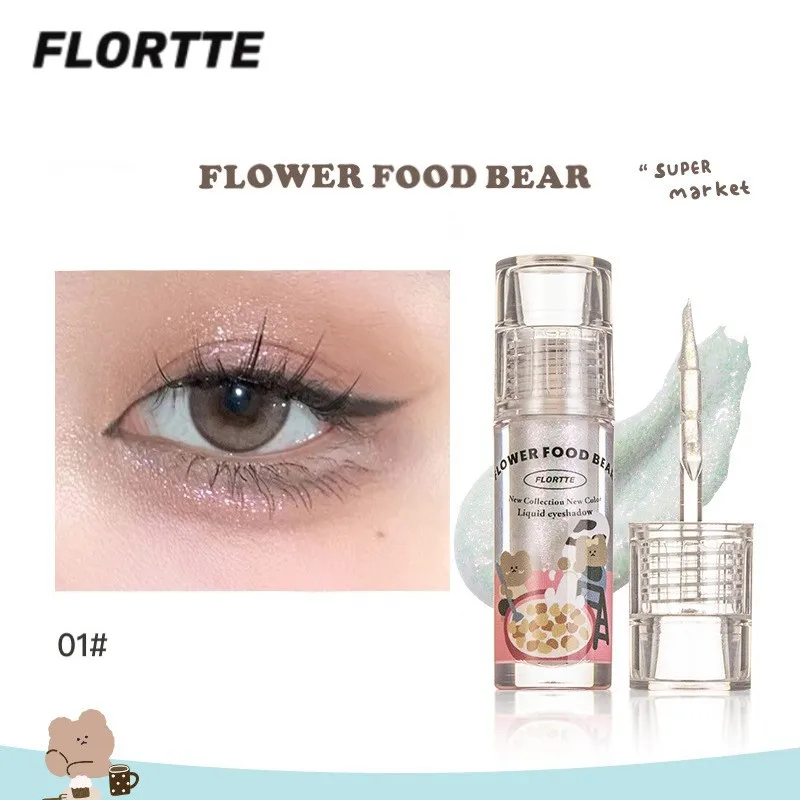 

New FLORTTE Cauliflower Bear Series Chameleon Eye Shadow Liquid Smoke Super Flash Eye Shadow Women's Makeup Glitter Eyeshadow