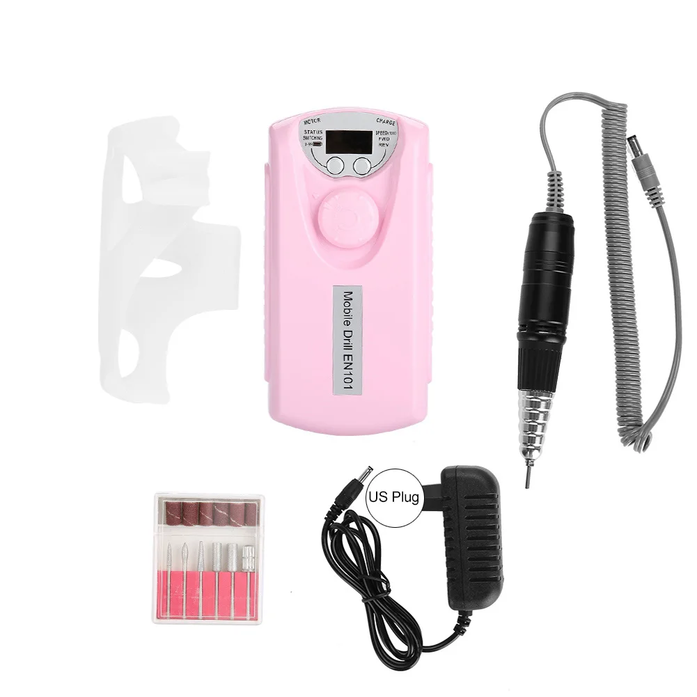 

30000RPM Electric NPortable Rechargeable Polisher Art Nail Drill Bits Pedicure Files US