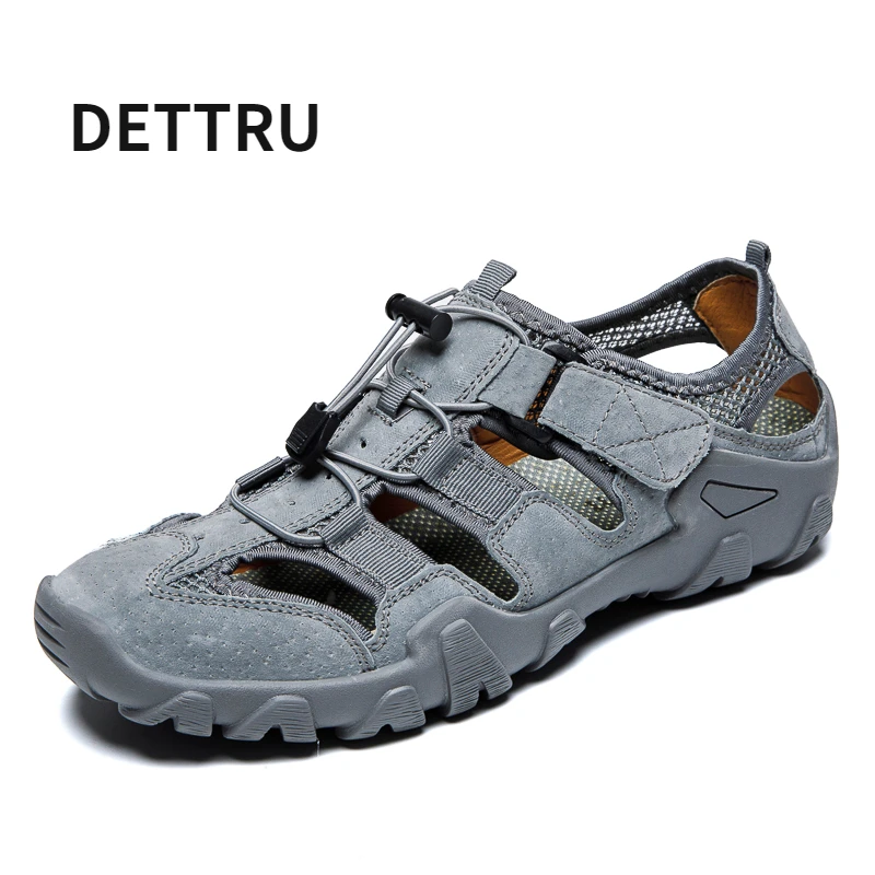

DETTRU Genuine Leather Men Shoes Summer New Large Size Men's Sandals Men Sandals Fashion Sandals Slippers Big Size 38-46