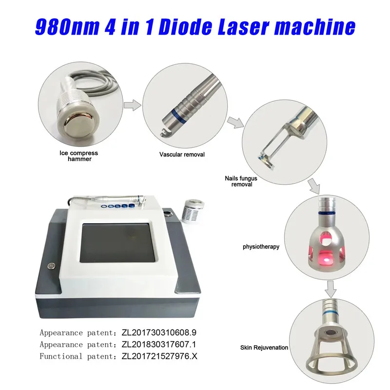 

4 in 1 980 NM Diode Machine For Skin Fungal Infection Images Vascular Veins Removal Laser Physical Therapy Device