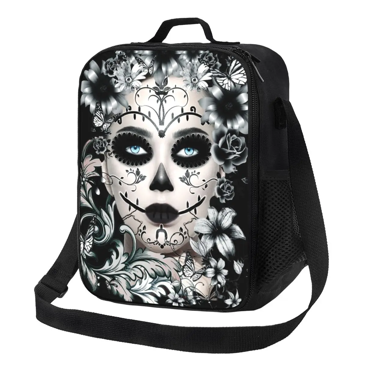 

Mexican Catrina Girl Resuable Lunch Box Multifunction Day Of The Dead Sugar Skull Thermal Cooler Food Insulated Lunch Bag Office