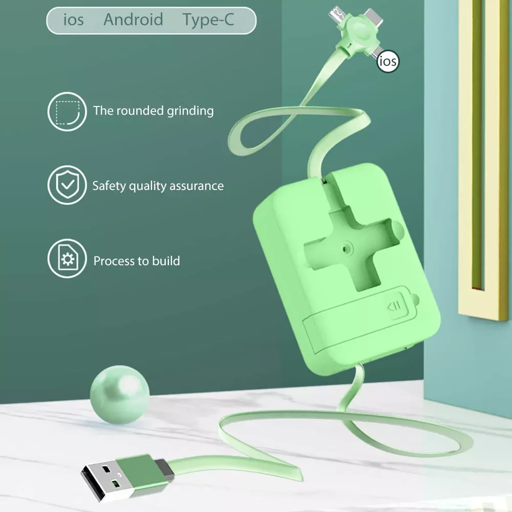 

4 in 1 Retractable Charging Cable Type C Fast Charger Cable Micro USB Quick Charge Cord for iPhone 12/11 Android Mobile Phone