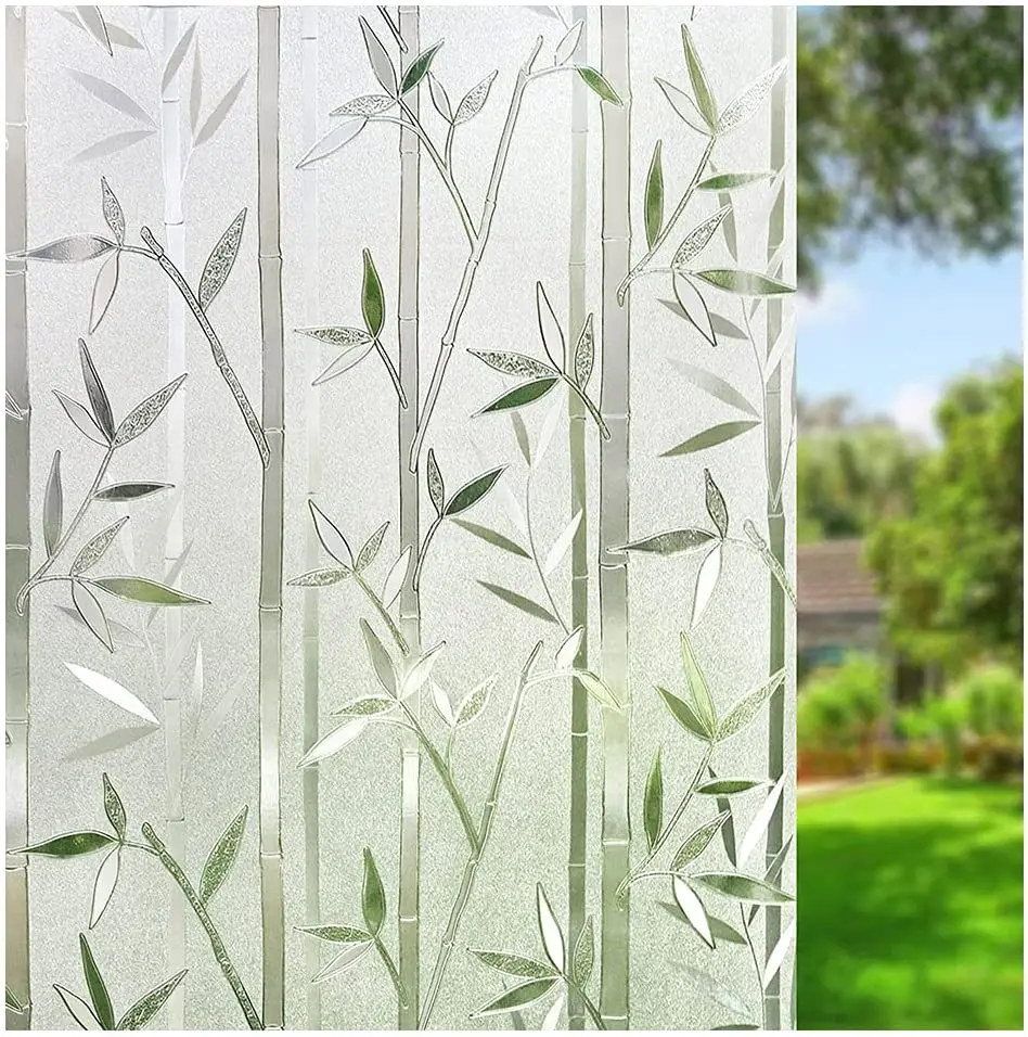 

3D Privacy Window Film Frosted Cling Films No Glue Self Adhesive Glass Stickers Windows Decoration for Home - Bamboo