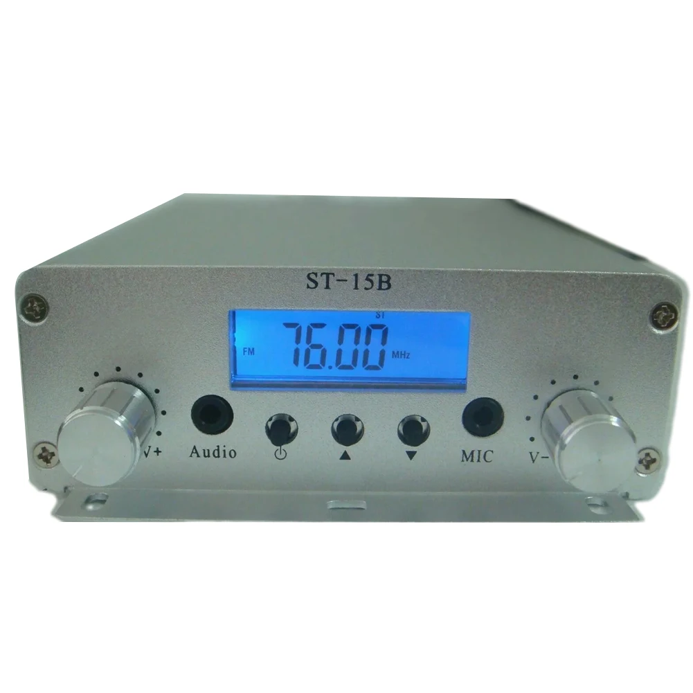 FM-передатчик PLL ST 15B серебристый TNC BNC с регулятором громкости 12 В 5 А 15 Вт для