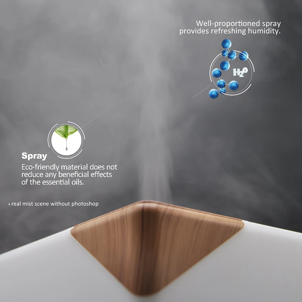 Диффузор эфирных масел премиум-класса 5 в 1 ультразвуковой ароматерапии с ароматным испарителем, увлажнителем воздуха, автоматическим выключением и безопасностью на 700 мл.