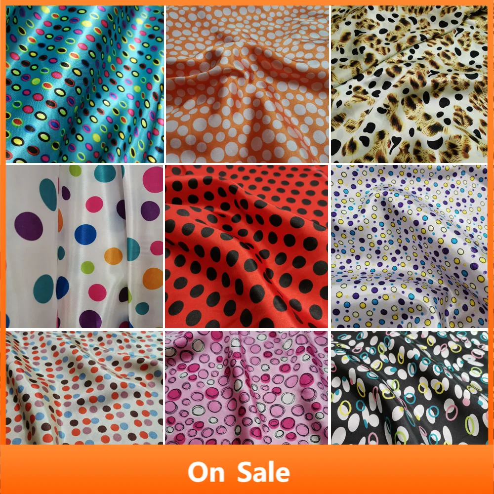 

On Sale Dot Satin Fabric Soft Decoration Different Dots Satin Lining craft Tilda Doll Charmeuse Fabric stylish Pattern
