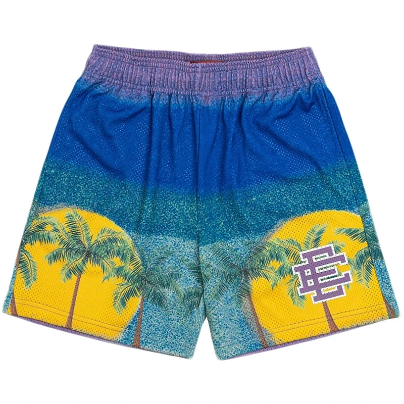Eric Emanuel EE Basic Shorts 2023 Summer Men Women Shorts Fashion Palm Sunset Print Shorts Mesh Quick Dry Gym Short Pants