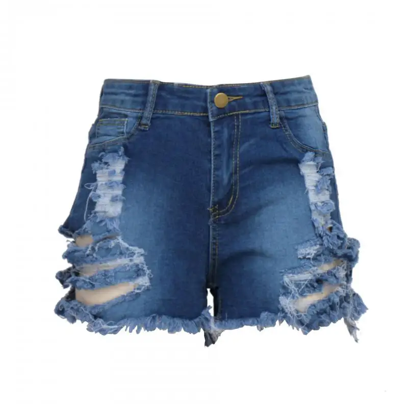 

2022 New Summer Sexy High Waist Hole Denim Shorts For Women Distressed Cutoff Ripped Jeans