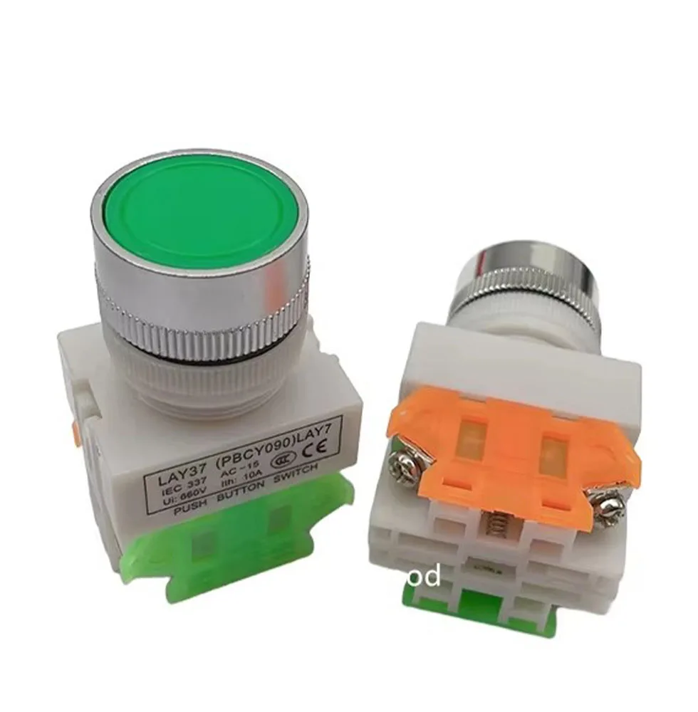 

Кнопочный переключатель LAY7 красный пластик 10А 660В