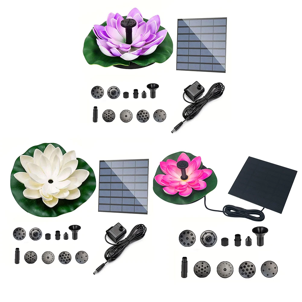 Плавающий Садовый Фонтан На Солнечной Энергии С Искусственными Цветами Лотоса