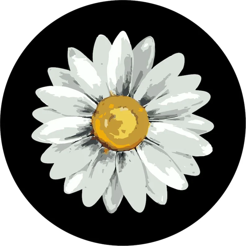 

Artsy Daisy Flower Spare Tire Cover for any Vehicle, Make, Model and Size - Jeep, RV, Travel Trailer, Camper and MORE