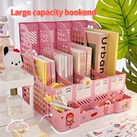 kawaii desktop book stand organizer removable large capacity file rack book storage box bookends book shelf stationery organizer