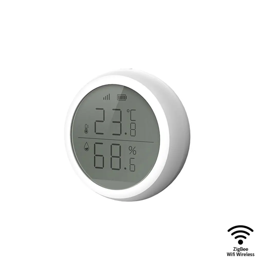 

Zigbee Smart Temperature Humidity Sensor with LCD Screen Battery-Powered Temp Humidity Monitor