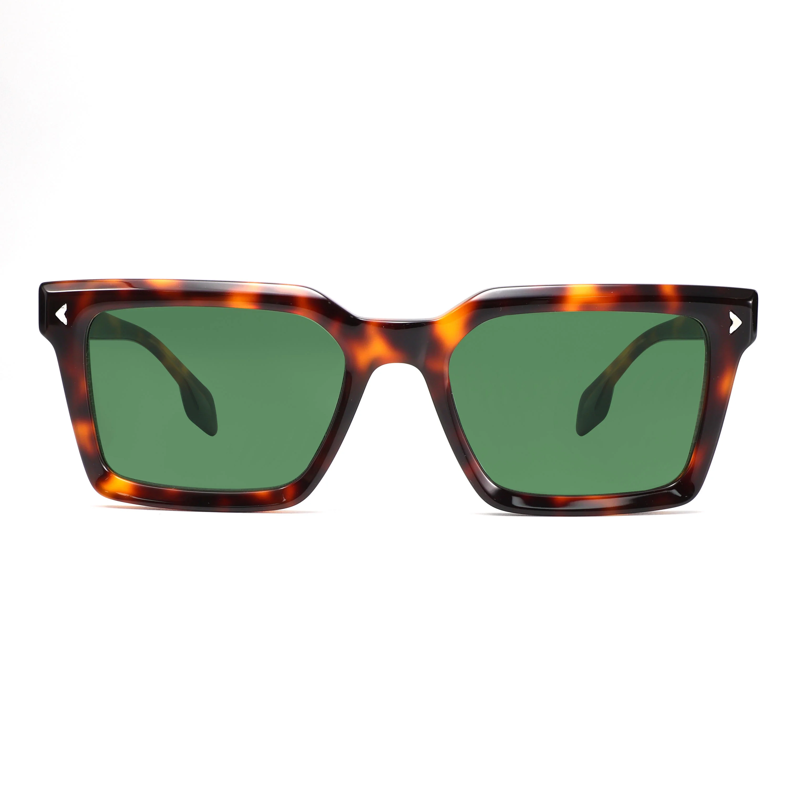 Фото Солнцезащитные очки VZONE Designer Retro Rivet Tortoise Acetate прямоугольной формы, UV400, без поляризации, унисекс №2