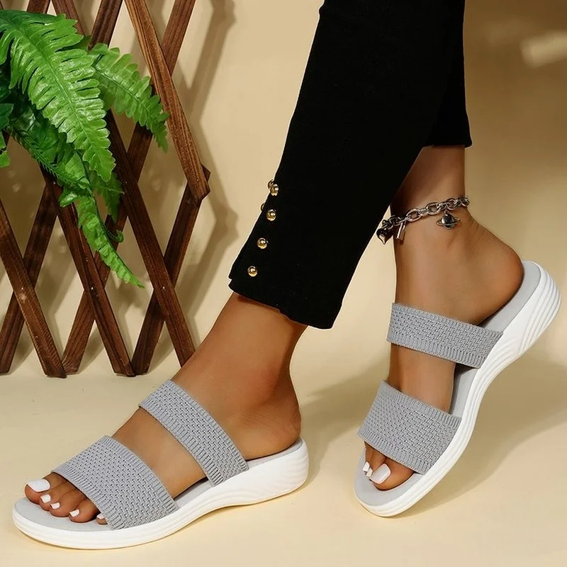 

Women Casual Beach Slippers Orthopedic Stretch Orthotic Sandals Female Open Toe Breathable Slides Stretch Cross Shoes Outdoor