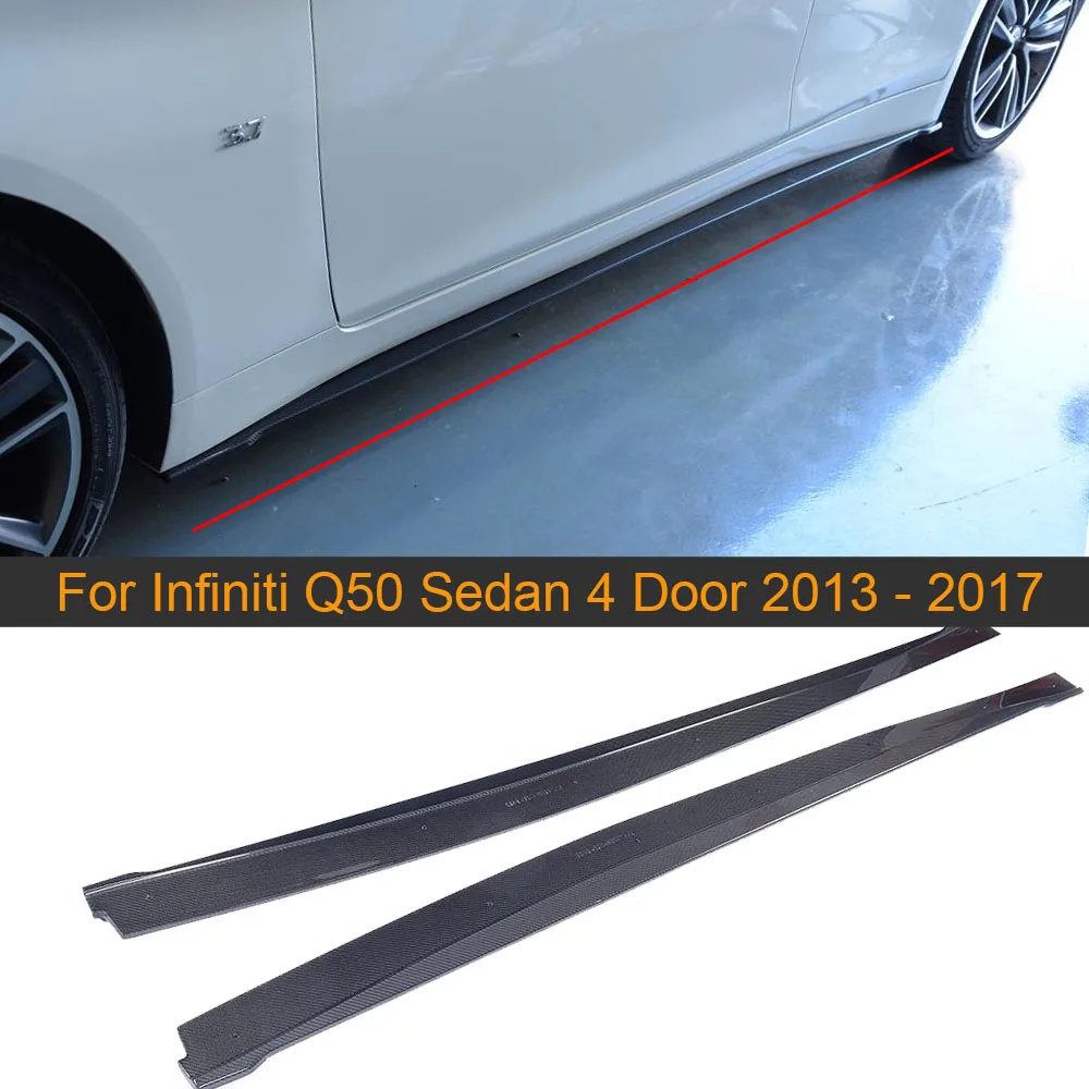 

Carbon Fiber Car Side Skirts Aprons Door Protector Chin Kit Guard For Infiniti Q50 Sedan 4 Door 13-17 2PC Car Sticker