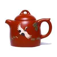 zisha pot raw ore dahongpao handmade teapot kung fu crane tea set