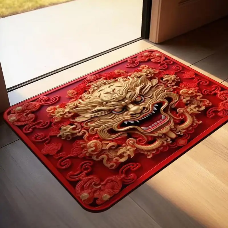 

Lunar New Year Door Mat 2024 Dragon Chinese New Year Door Mat Welcome Outdoor Rug Entrance Carpet for Room Spring Festival Decor