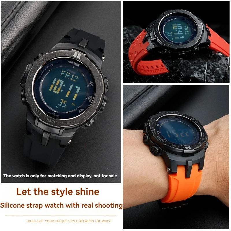 Фото Силиконовый ремешок для часов Casio PROTREK PRW-3000 PRW-6000/6100/3100 PRG-300, мужской спортивный водонепроницаемый сменный ремешок для альпинизма №4