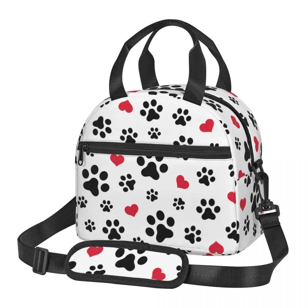 

Thermal Insulated Bag Lunch Box Dogs And Cats Paws Heart Love Print Lunch Bag Fridge Bag Cooler Handbag Food Bag for Work