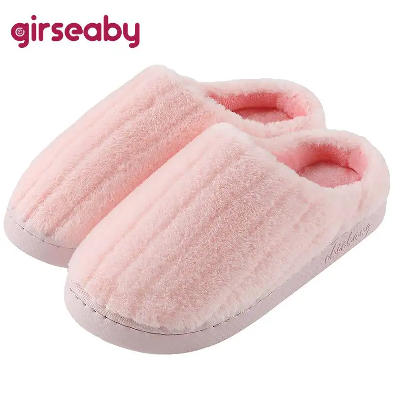 

Зимние хлопковые тапочки для мужчин и женщин Girseaby, простые домашние теплые толстые износостойкие однотонные шлепанцы для пар, большие разм...