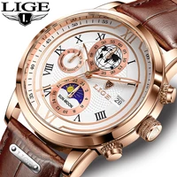 lige business mens watches top brand luxury leather casual quartz mooswatch for men sport waterproof watches relogio masculino