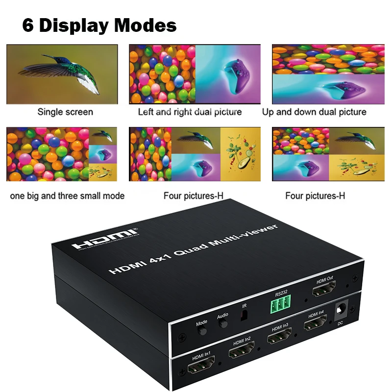 Фото HDMI мульти-просмотр 4x1 HDMI четырехэкранный многофункциональный переключатель бесшовный 4 в 1 Выход 1080P 60 Гц 4-канальный четырехъядерный экран Разделение 6 режимов №3