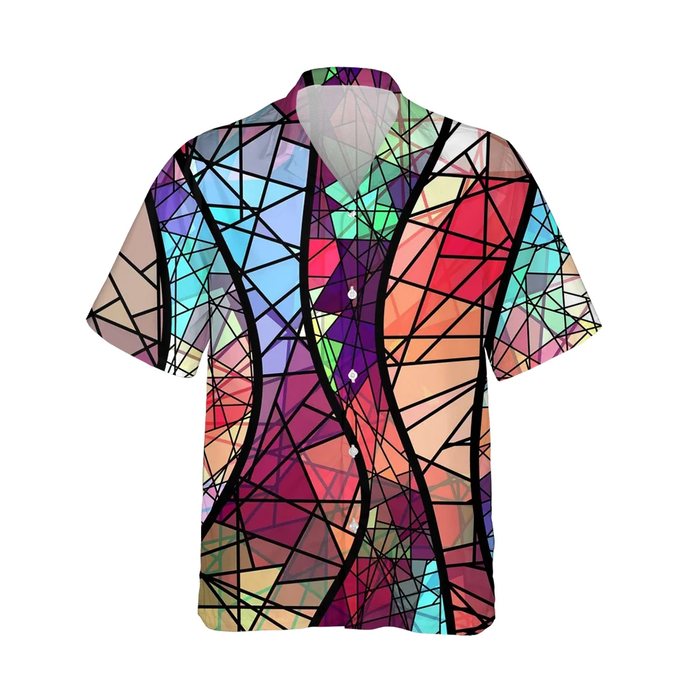 

Jumeast 3d Harajuku Abstract Mosaic Printed Hawaiian Vintage Shirt Men Retro Fashion Short Sleeve Shirts Casual Loose Streetwear