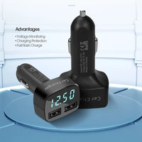 3 1a dual usb car charger dc5v 4 in 1 car charger with voltagetempammeter tester adapter digital display car accessories