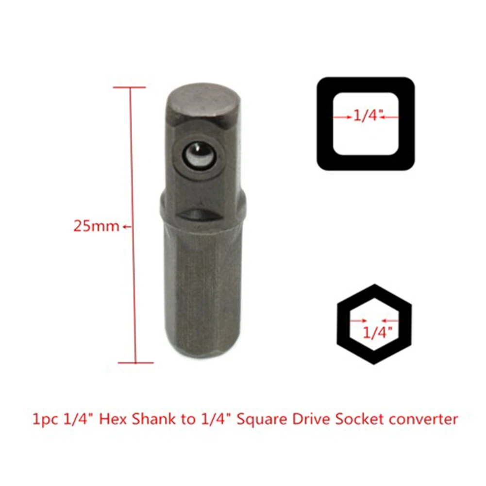 

Converter Drill Socket Adapter Tool 1/4 Square Drive 25mm Chrome Vanadium Steel For Impact Driver Quick Change