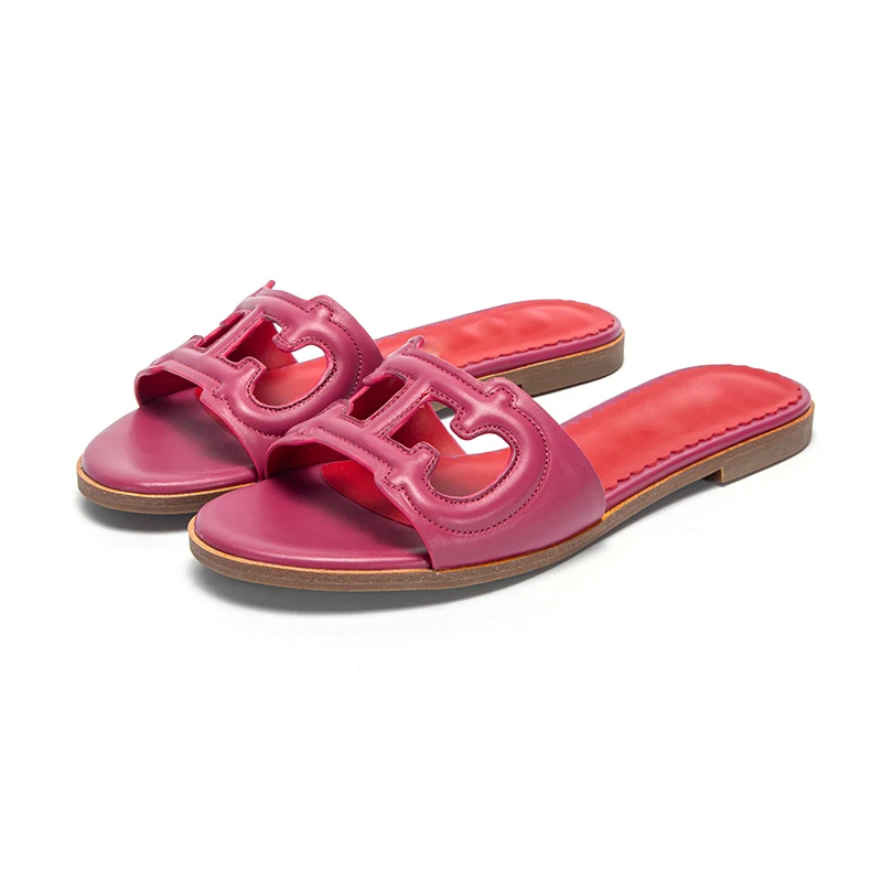 2023 Summer Slippers Low Heel Leather Lightweight Casual Women's Sandals Open Toe Outdoor Slippers Beach Shoes Women Shoes