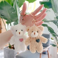 bag accessories plush rabbit keychain backpack pendant bear plush keychain dog plush keyring diy trinket stuffed animal toys