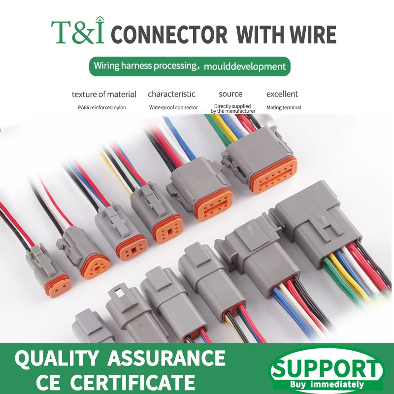 

1/5/10 Sets Deutsch DT connector with 15cm Wiring harness DT06-2S/DT04-2/3/4/6/8/12Pin waterproof electric quick wire connector