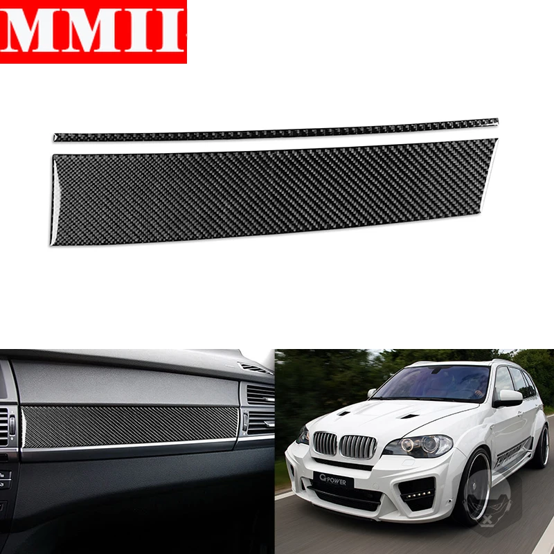 Car Copilot Dashboard Panel Glove Box Decoration Cover For BMW X5 E70 2006-2013 Real Interior Carbon Fiber Trim Sticker