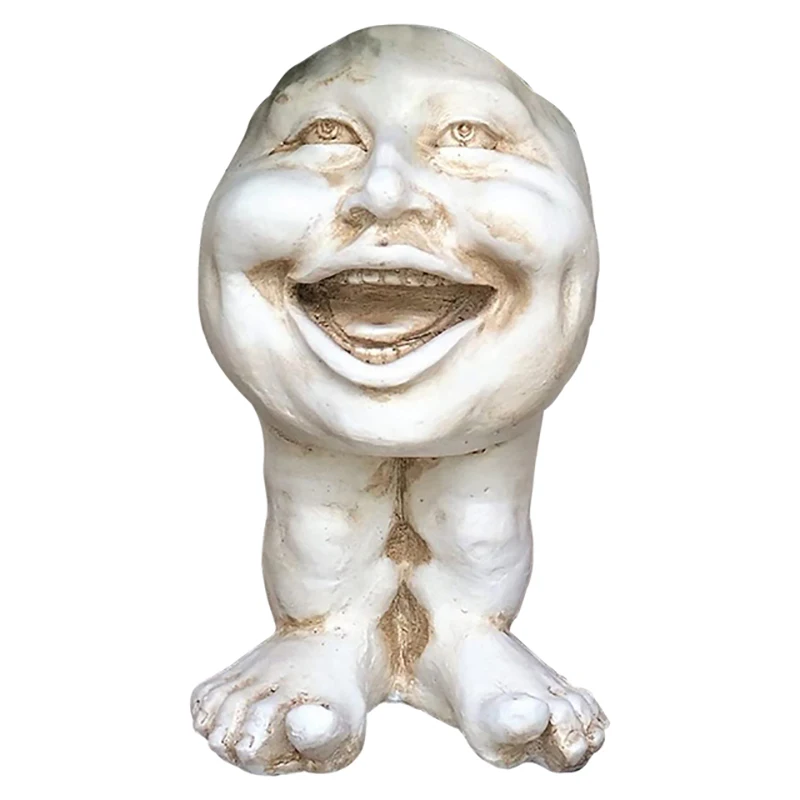 

Muggly's Smiling Face Statue Vase Funny Muggle Face Resin Flower Pot Garden Planter Desktop Indoor Flower Pot Decor