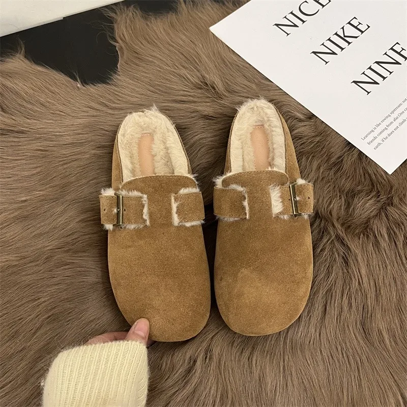 

Новинка, модные женские тапочки, зимние хлопковые теплые уличные тапочки 2023, однотонная женская обувь с металлическим украшением