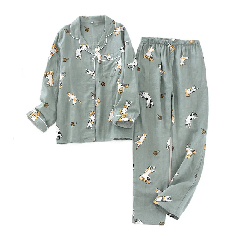 

Fashion Female Long Sleeve Night Suit Comfortable Cotton Casual Women's Pyjamas Suits Loose Printing Sleepwear Pizamy Damskie