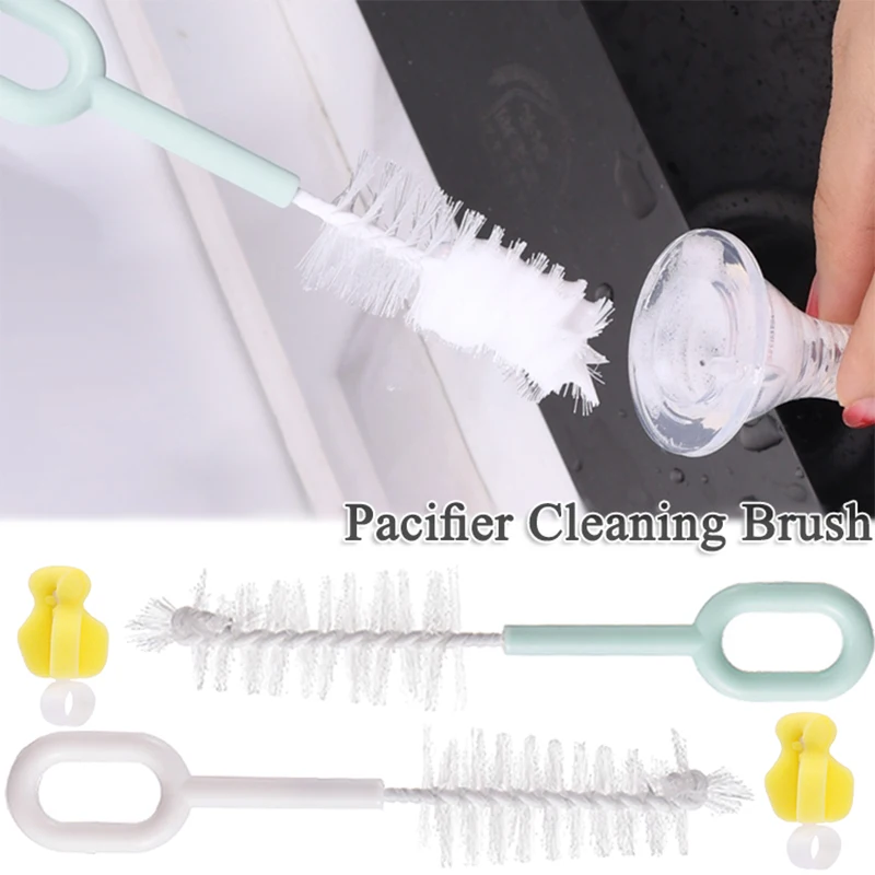 

5Pcs Bottle Cleaning Brush 360 Degree Rotation Baby Pacifier Straw Cup Nipple Brushes Handheld Soft Nylon Sponge Head Scrubber