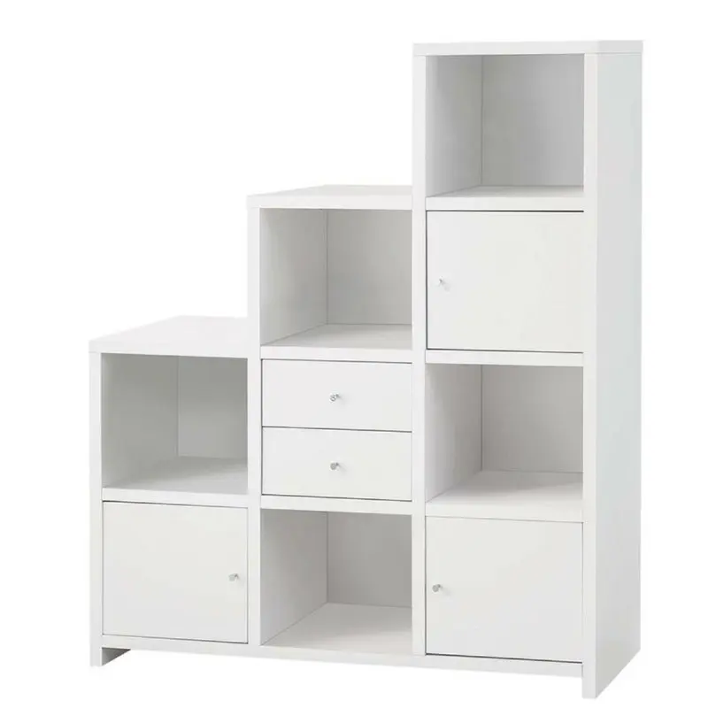 

Bookcase with Cube Storage Compartments, White-
