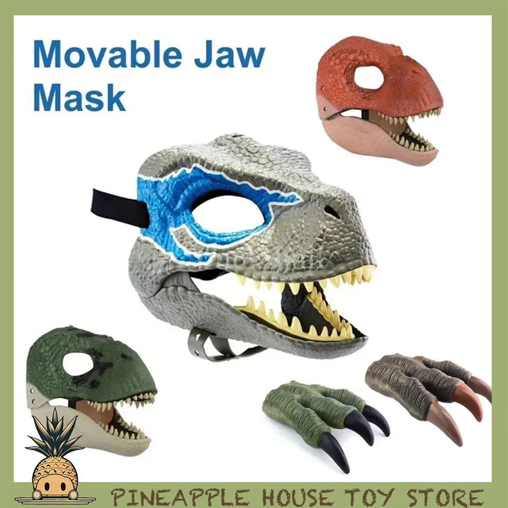 

Halloween Dinosaur Mask Play Props Jurassic World Raptor Dinosaur Mask Halloween Cosplay Costume Festival Carnival Kid Toy Gift