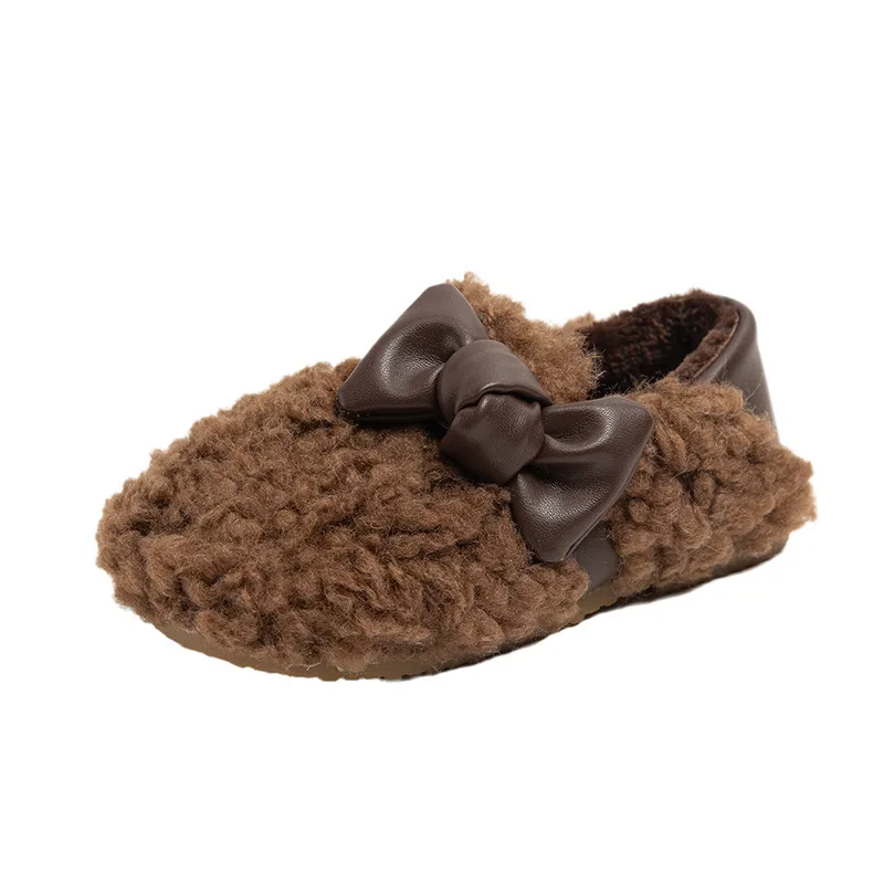 Winter New Warm Girl Shoe Comfort Added Velvet Child Sneakers Stylish Princess Versatile Casual Soft Simple Cotton Shoes