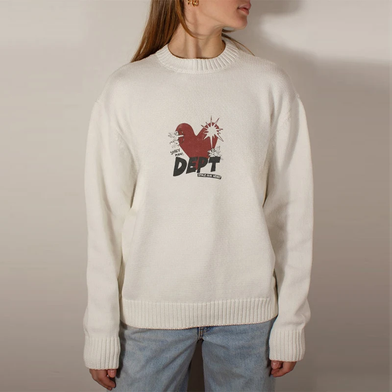 Модный вязаный джемпер с круглым вырезом для женщин осень 2024 свитер длинным