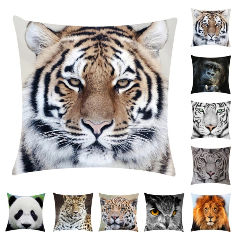 

Женский чехол на заднюю подушку, квадратная подушка, чехол с тигром, львом, слоном, Орлом, орангутаном, пандой, леопардом
