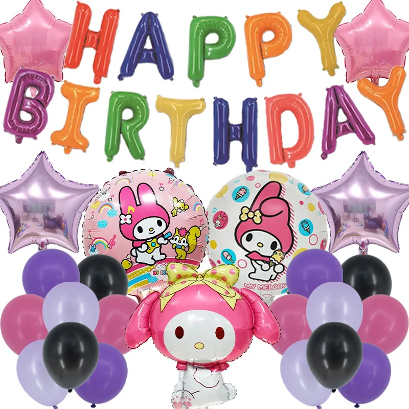 Kawaii Sanrio Kuromi вечерние набор воздушных шаров Cinnamoroll Милая мультяшная Мелодия