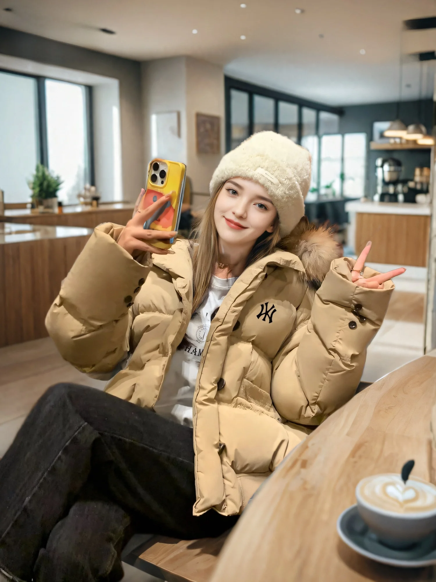 Ole 2024 новинка зимы пуховик с большим меховым воротником одежда на хлопковой