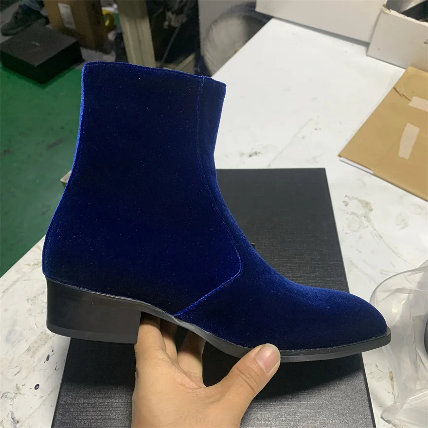 Мужские бархатные удобные облегающие ботинки ручной работы с мягким носком на