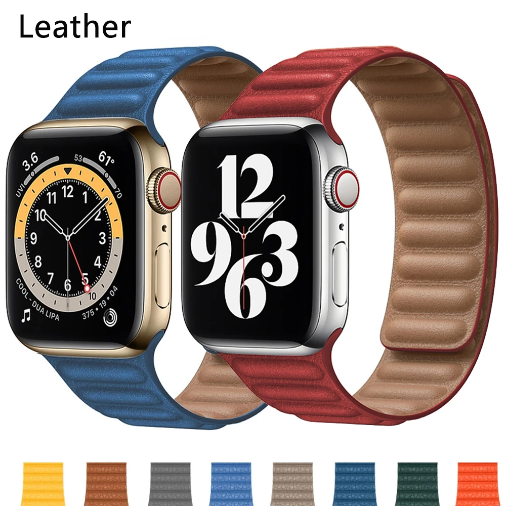 

Leather Magnetic Loop Strap For Apple Watch Band 49mm 44mm 40mm 45mm 41 42 38 mm Sport Bracelet iWatch Seires 8 Ultra 7 6 SE