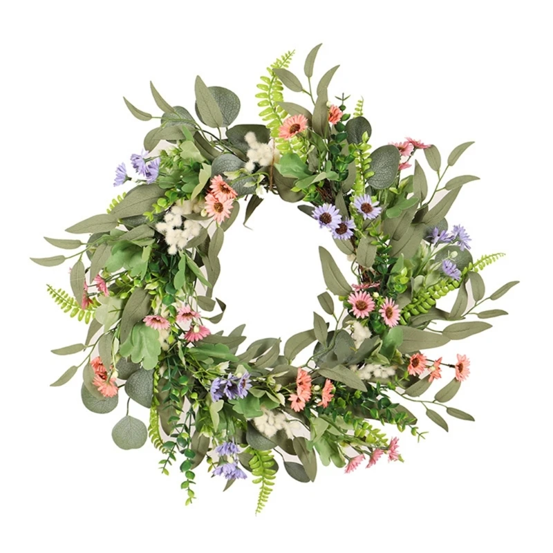 

Daisy Eucalyptus Wreath 20" Artificial Spring Summer Wreath for Front Door Wall Window Home Wedding Festival Decoration